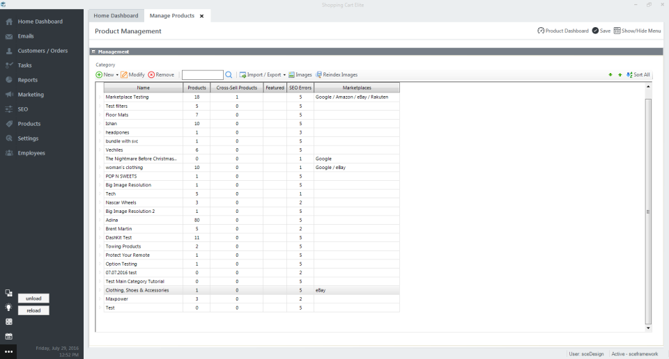 screenshot of Shopping Cart Elite